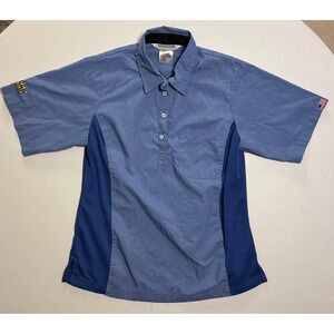 Waffle House Employee Uniform Shirt Womens Medium Blue Colorblock Workwear Polo